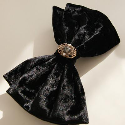 J.Lauren Velvet Big Ribbon Auto Hair Pin H0944