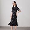 SOFSIL Women's Chinese Style Embroidered Black Dress