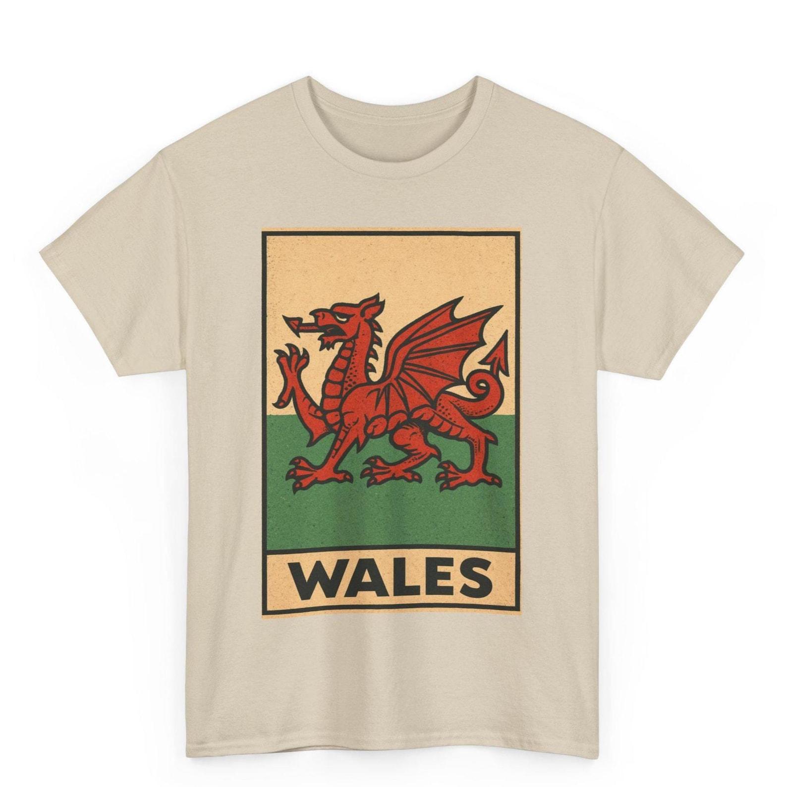 Wales Flag T-Shirt: Retro Welsh Dragon Graphic Tee M