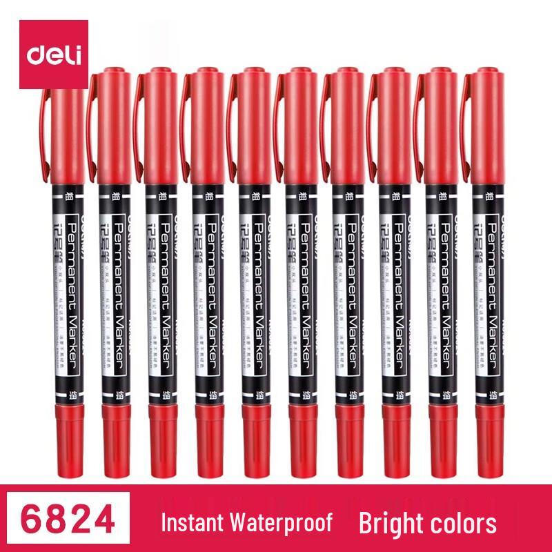 Deli 6824 Dual-Tip Marker Pen 1 Box of 12 Pens