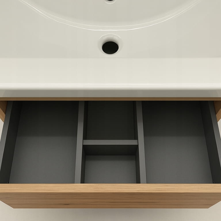Bathroom cabinet with washbasin, tap and siphon 80x80cm, standing, Oak Craft Cassandra