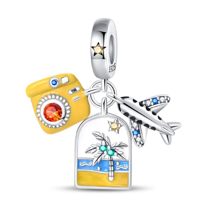 Funny Copper Metal Sail Beach Plane Mojito Sunbathing Holiday Diary Charm Bead Components Bead Components Compatible With Pan Authentic Original