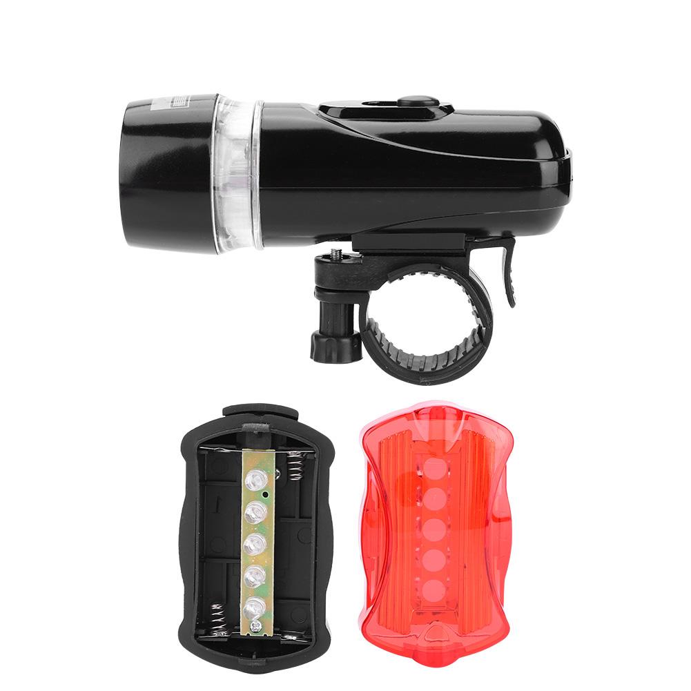 Waterproof 5 LEDs Bike   Front Headlight   Rear   Light Set Accessory(Black)