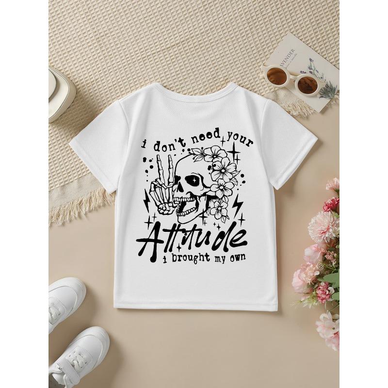 European sizes Summer Fashion Short-Sleeve T-Shirt for Girls Featuring The Phrase I Don T Need Your Attitude, I Brought My Own Along 110