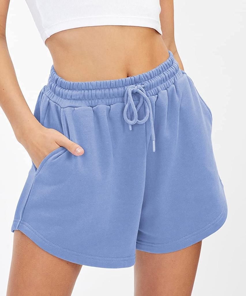 Grenzüberschreitende unabhängige Station Amazon Mode Damen Sportshorts lässig locker Sommer mittlere und hohe Taille einfarbige Shorts Damen