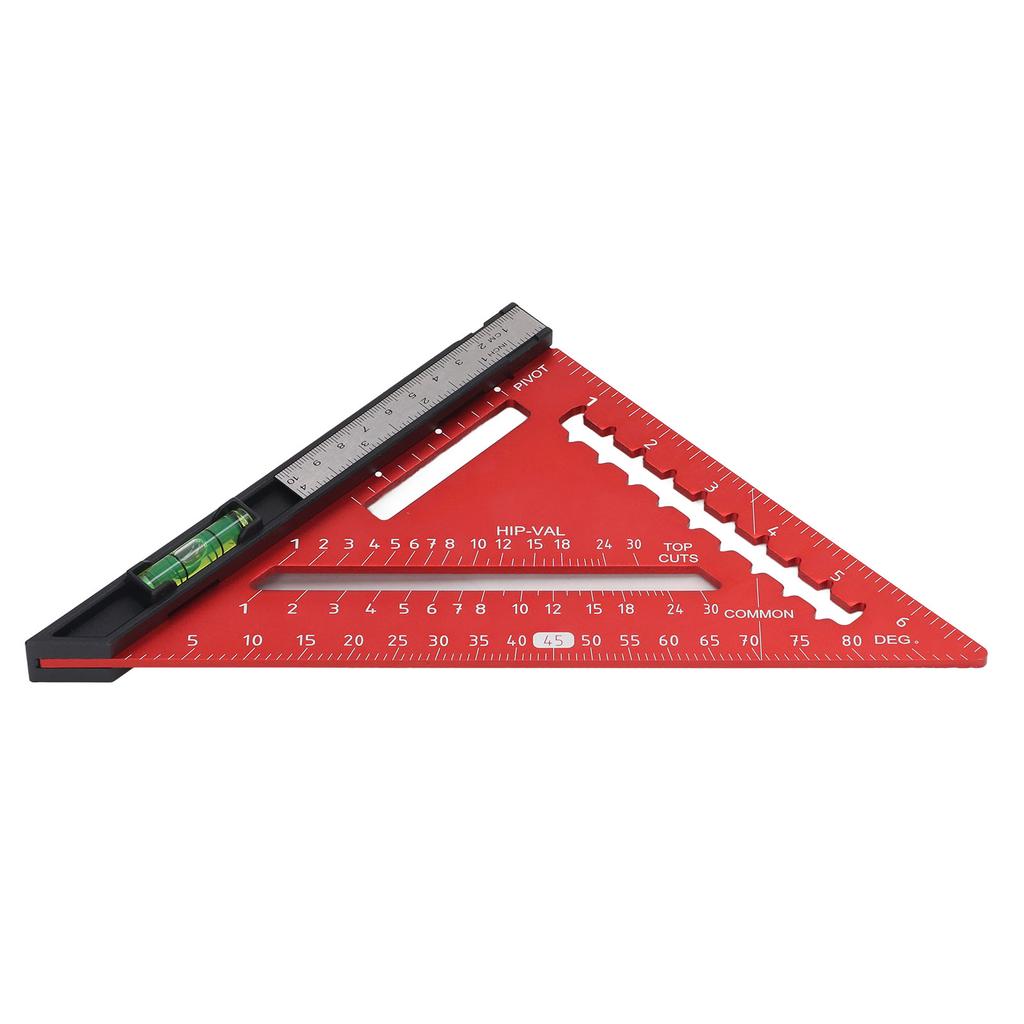 7 Inch Rafter Square with Level High Accuracy Aluminum Alloy Detachable Triangle Square Ruler for