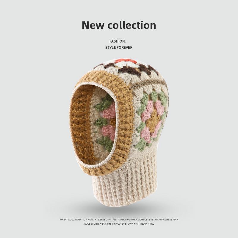 

1pc Winter Elegant Knitted Balaclava Hat Windproof Warm Personality Multi-functional Hooded Scarf Balaclava Beanie Hat for Women One Size бежевий