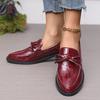 Fashion PU Leather Women's Shoes 2025 Spring Pointed Toe Slip-on Women's Casual Loafers Elegant Bow Office Med Heel Shoes Zapatos Mujer