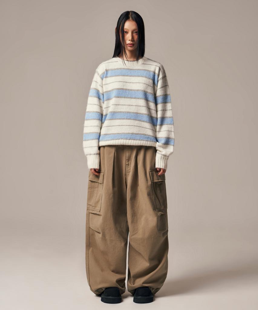 IDWS Vector Stripe Mohair Knit Ivory