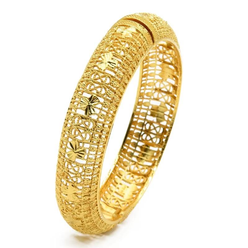 Luxus Dubai Brautarmreifen Geschenk 24K Gold Plated Indische Afrikanische Armbänder Charm Hochzeit Nigerianische Arabische Hand Schmuck für Frauen