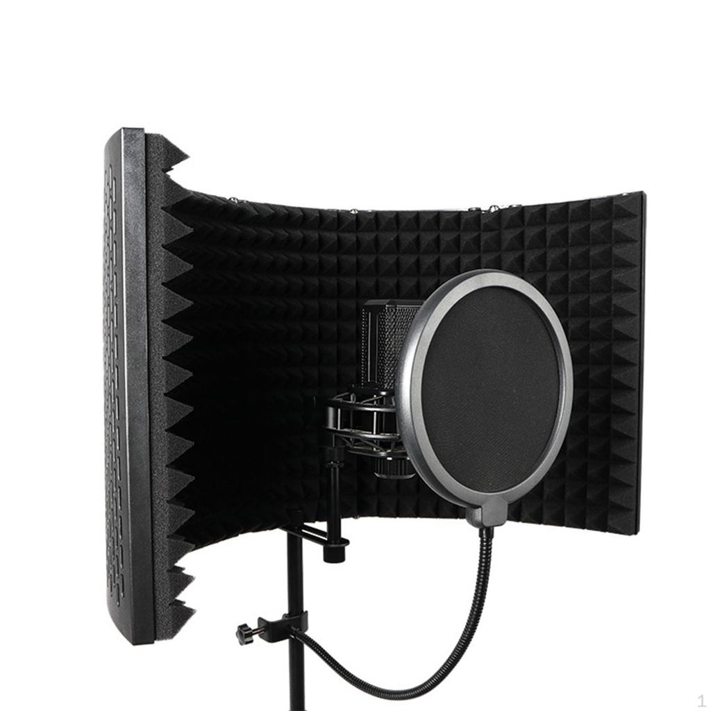Microphone Isolation Shield Vocal Recording Panel Foldable Adjustable for Broadcasting Podcasts