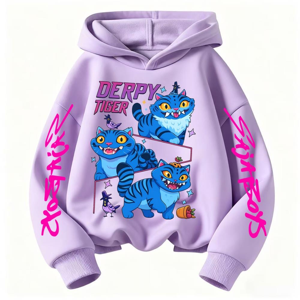 2026 Kpop Devil Hunter DERPY Tiger Printed Children's Hoodie  Girls' Sportswear  Boys' Casual Hoodie  Autumn/Winter Long Sleeve
