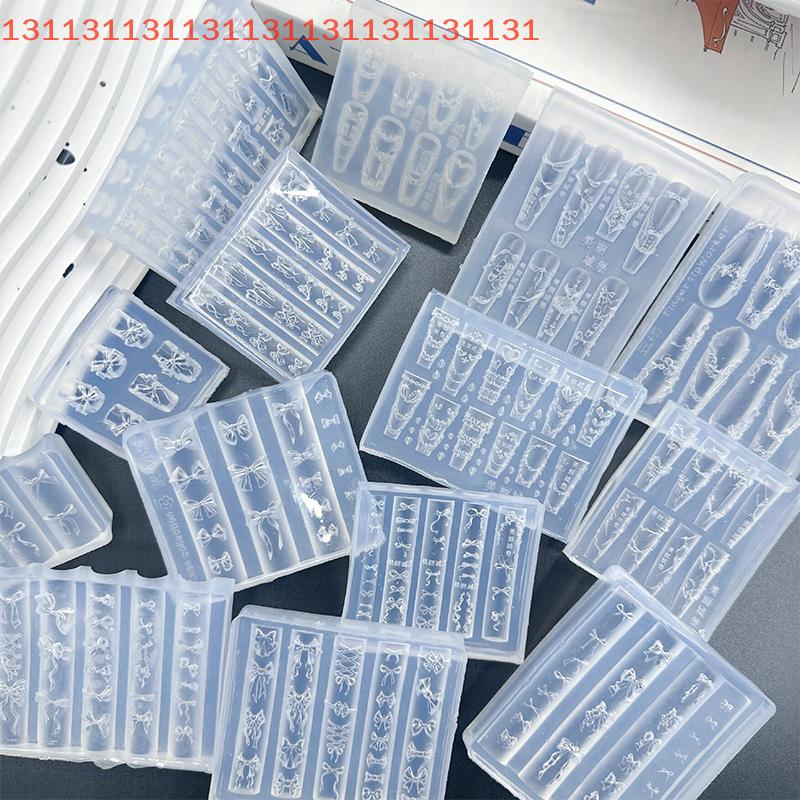 Cake Cream Skirt Bowknot Ribbon 3D Acrylic Mold Nail Art Decorations DIY Design Silicone Nail Art Mold Template For Nail Charms