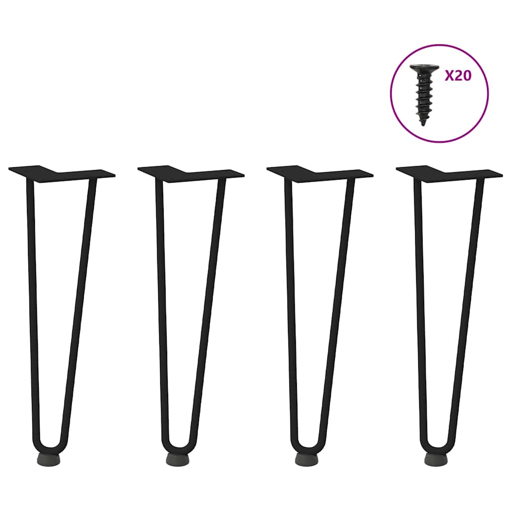 Vidaxl Nogi Do Stołu Hairpin, 4 Szt., Czarne, 42 Cm, Lita Stal