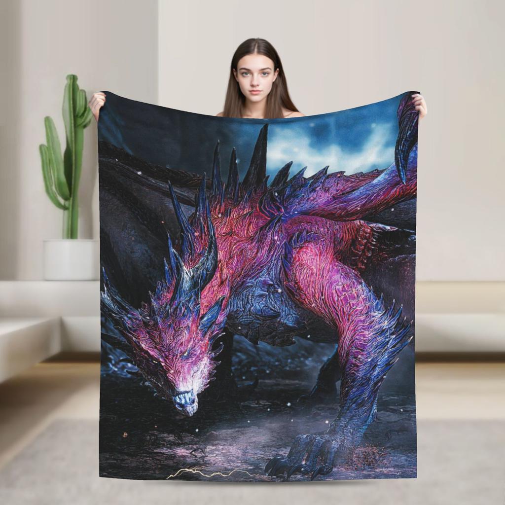 Monster Hunter Wilds Flannel Blanket Winter Soft Durable Throw Blanket for Couch Chair Fashion Bedspread Sofa Bed Cover