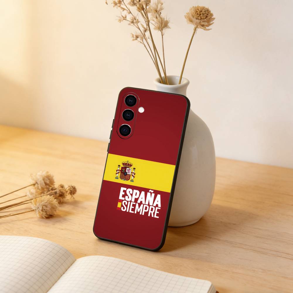 

spain flag Phone Case For Samsung Galaxy A73,A72,A71,A70,A53,A52,A51,Soft Silicone Black Cover Samsung a20s