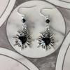 Gothic Retro Sliver Color Flame Sacred Heart Talisman Black Heart Shape Dangle Earrings for Women Hallowmas Party Jewelry Gifts