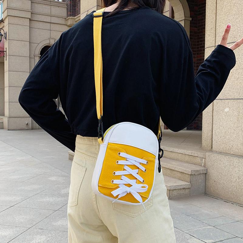 Korean Style Patchwork Canvas Crossbody Bag Women'S Bag Creative Student Shoulder Bag