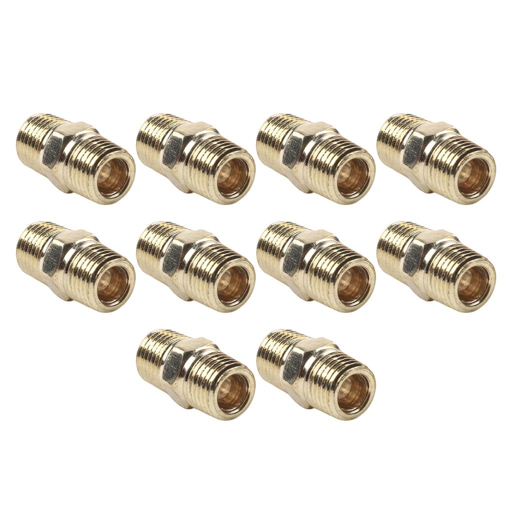 10Pcs Quick Adapter Air Line Hose Compressor Connector 1/4in Hex Nipple For BSP Male To Male Brass Pipe Adapter