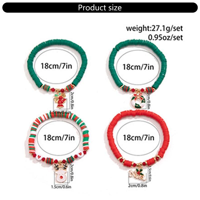 Multifuntional Elastic Bead Bracelet Soft Clay Adjustable Bracelets Set for Christmas Celebration and Everyday Wear