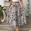 Vintage Floral Maxi Skirt Women High Waist A-Line Boho Resort Flowy Long Skirt