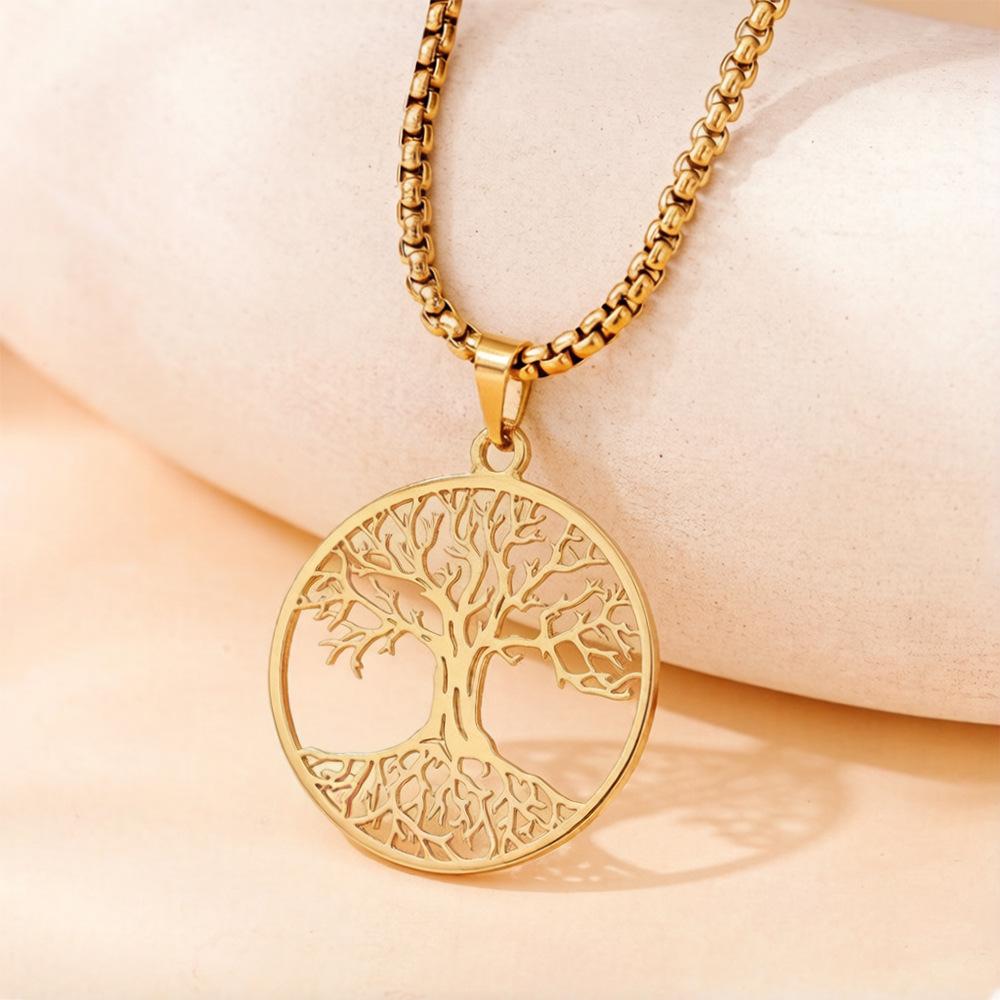 New Tree of Life Pendant Sweater Chain Retro Hollow Necklace Men's and Women's Fashion Accessories