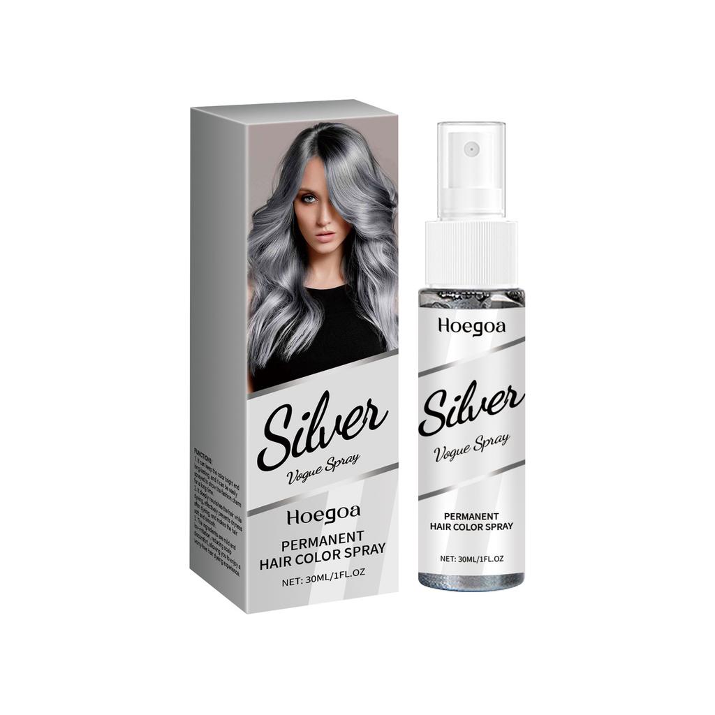 Silver Gray Hair Color Spray Temporary Root Touch Up - Plant Extract Hydrating Hair Dye Spray, Washable Fashion Color