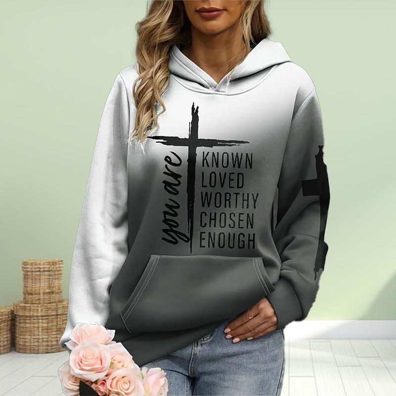 

Женская мода розовый крест буквенный принт свободные толстовки топы блузка свитшот повседневный длинный рукав пуловер топы M серый