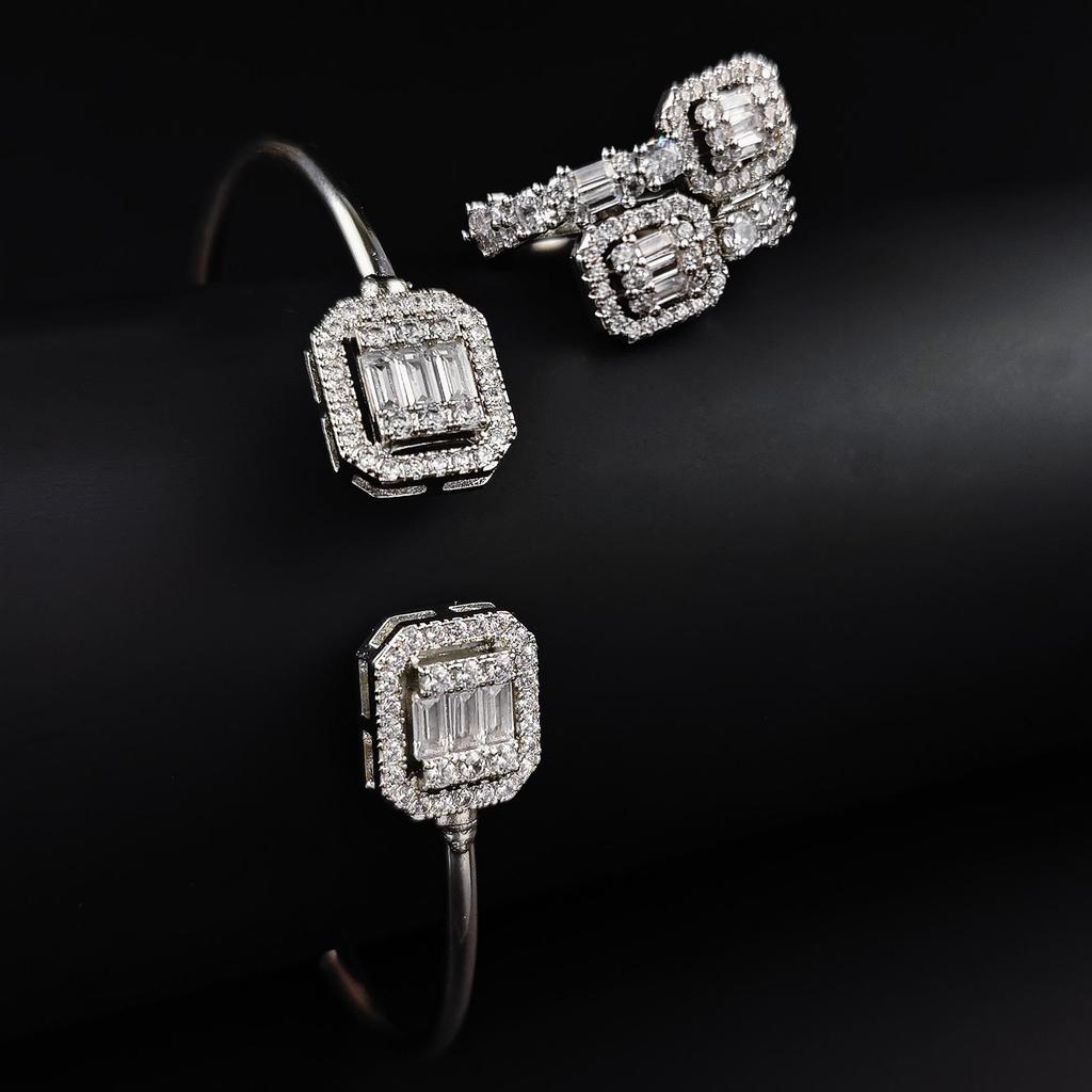 Women's Adjustable Open Design Light Luxury Ring & Bracelet Set