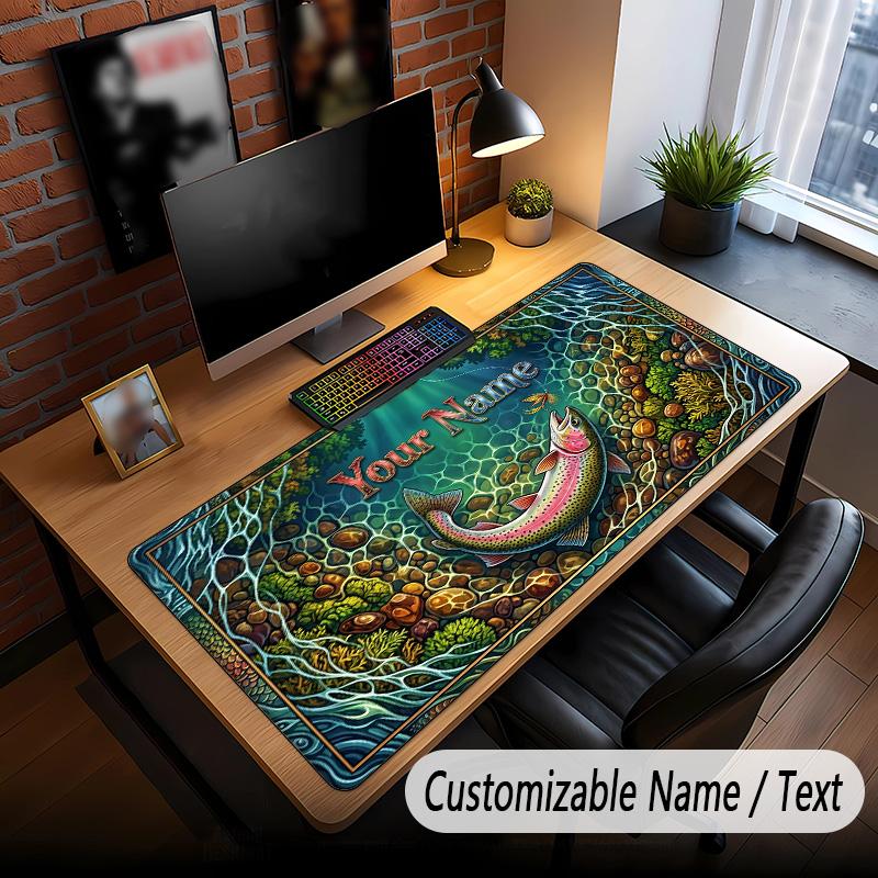 Fish Ocean Theme Custom Mouse Pad Personalized With Name Text Customized Desk Mat For Office Home Decor