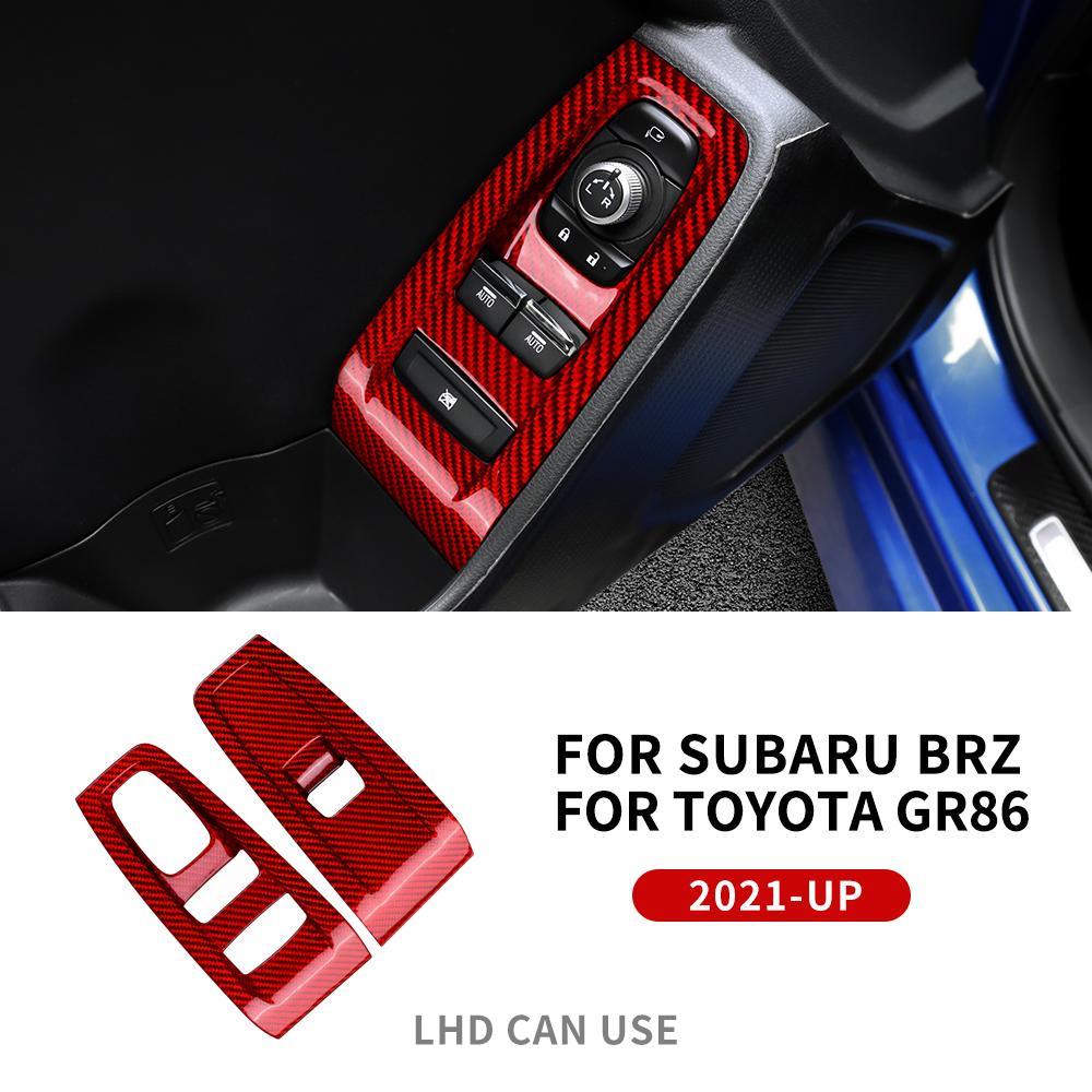 Real Hard Carbon Fiber Interior Trim LHD For Subaru BRZ Toyota GR86 2025 2025 2025 2025 Car Door Window Switch Button Sticker