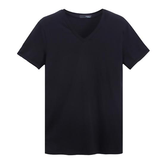 Herren Übergröße Sommer Basic Top Einfarbig Kurzarm V-Ausschnitt Slim Fit T-Shirt