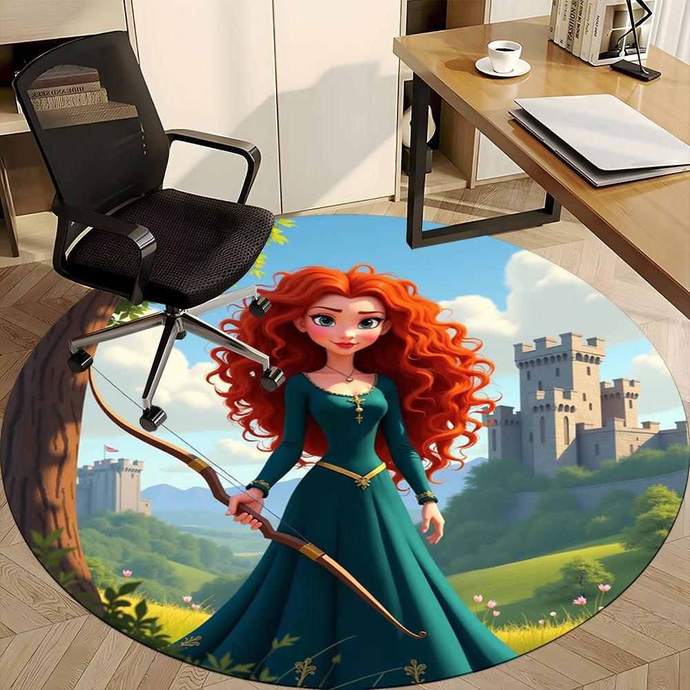 

1pc Fantasy Castle Scene Round Rug - Perfect for Home Office, Living Room Decor with Cartoon Design and Non-Slip Backing -0412174 80cm by 80cm
