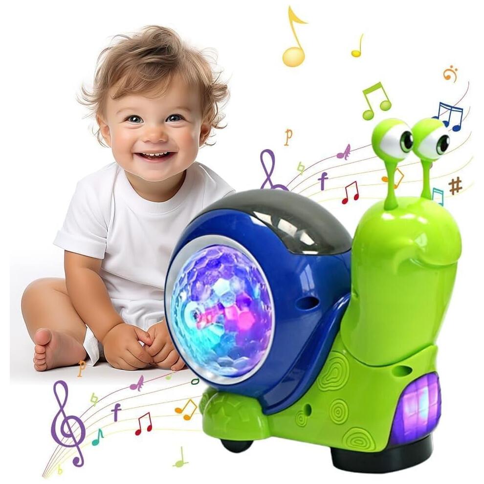 Glowing & Music-Playing Crawling Snail Toy, Auto-Sensing Interactive Musical Toy for Toddlers – Green