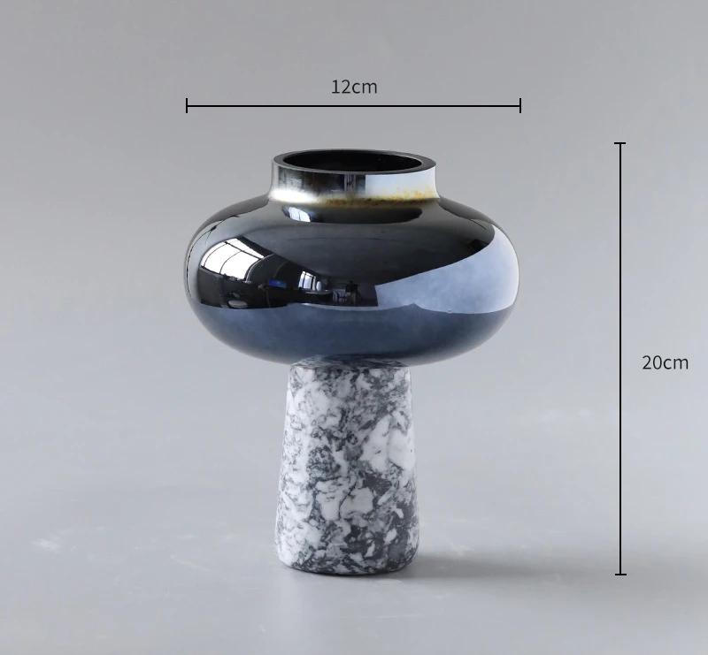 

Новая ваза из мрамора и стекла в китайском стиле, украшения для дома, модель для комнаты, дизайнерская высококачественная цветочная посуда