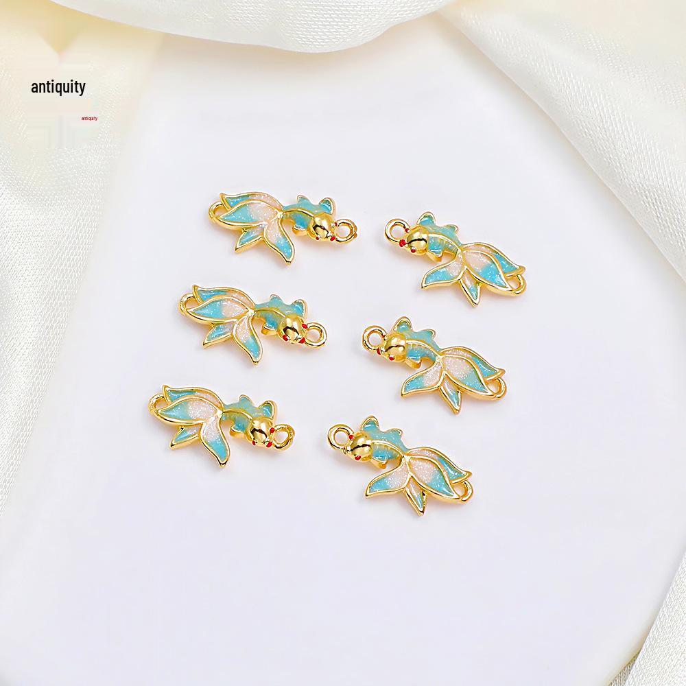 Chinese Style Enamel Goldfish Pendant Connector for DIY Jewelry