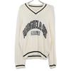MM6 25Stainless Steel SH0HN0002 White Logo Design V-Neck Pullover Knit tops S whiteUsed