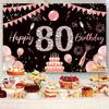 80. Geburtstag Glückwünsche Banner Party Dekoration Roségold 80. Geburtstag Partyzubehör Hintergrund