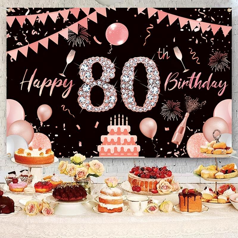 80. Geburtstag Glückwünsche Banner Party Dekoration Roségold 80. Geburtstag Partyzubehör Hintergrund