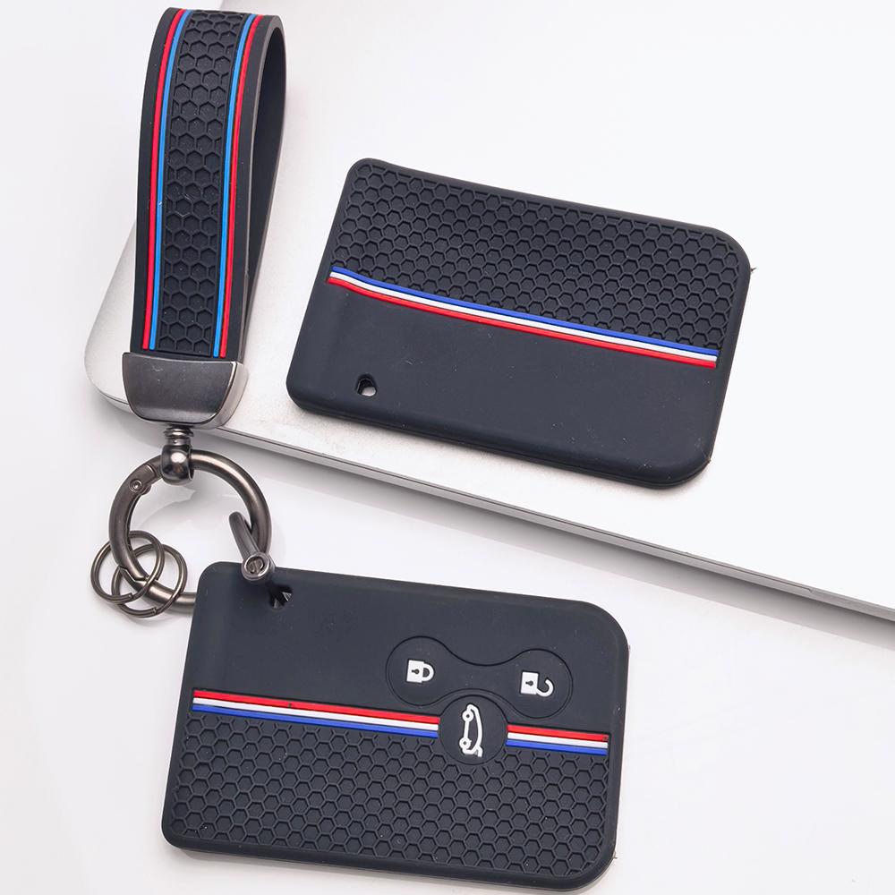 Key Case Cover for Renault Clio Megane Scenic Koleos Captur with Keychain Anti-Scratch Guard Shockproof Protection Soft Grip Texture