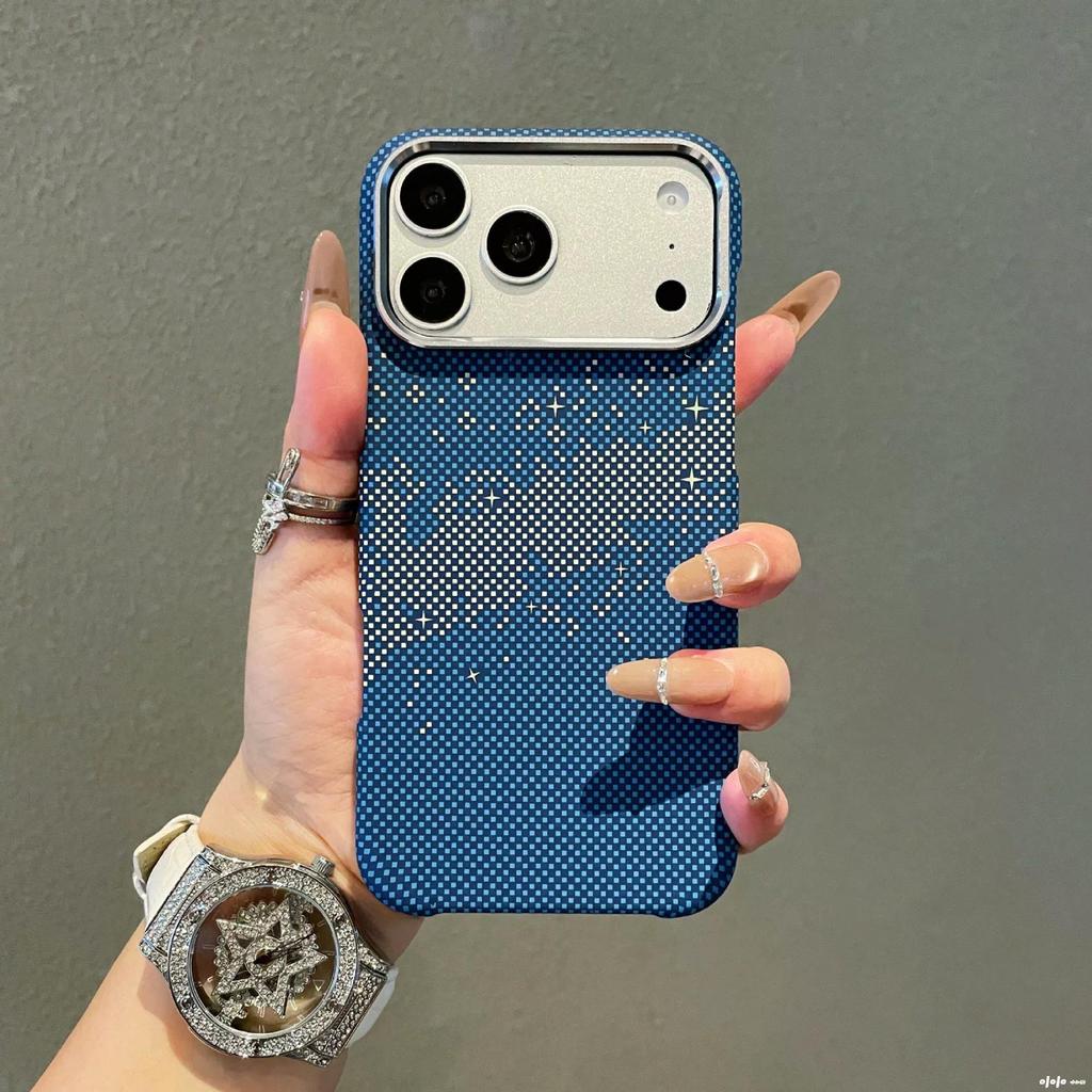 Kevlar Magnetic Drop-Proof Phone Case for iPhone 17 PRO MAX with Floating Light Ripples Design.