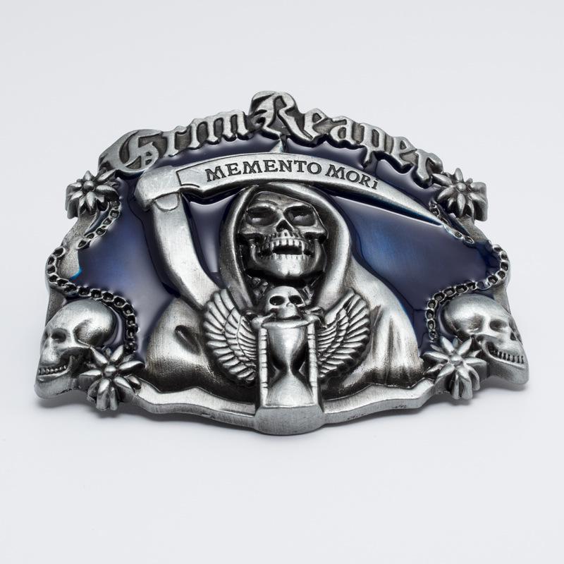 Men s Trendy Red Retro Skull Punk Belt Buckle