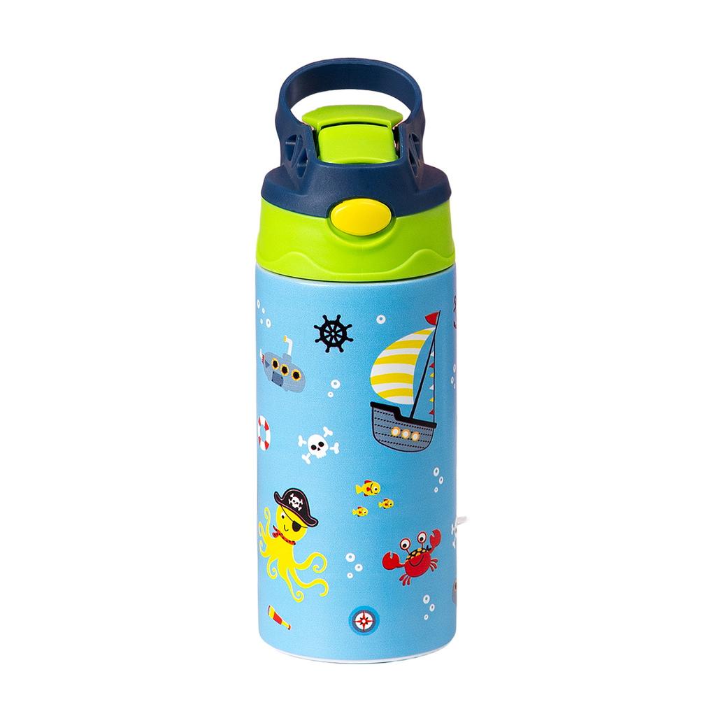12OZ/350ml Thermosbecher mit Cartoon-Muster Edelstahl-Isolierflasche Niedliche Thermoskanne Tragbarer Handbecher für den Außenbereich