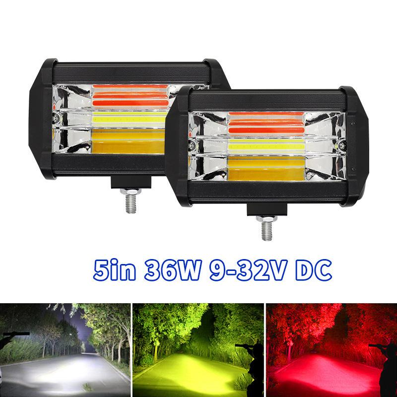72W COB LED Light Bar For Off Road Truck Car Fog Work With White Yellow Amber