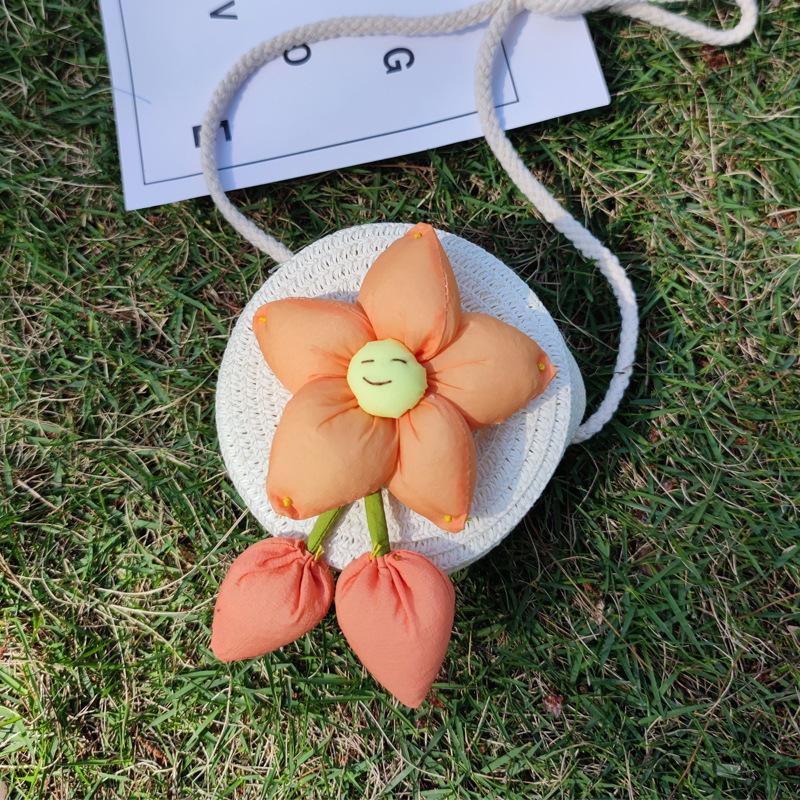 Handwoven Straw Bag Naked Bag Children's Flower Child Straw Bag Messenger Bag Cloud Bag Fashionable and Versatile