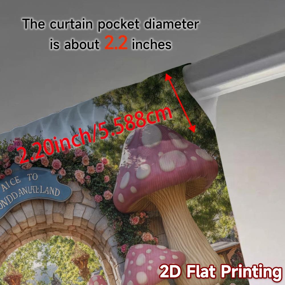 2pcs, 2D FLAT PRINTING Curtains (Without Rod) Wonderland Path Print Modern Curtains Versatile 100% Polyester Curtains Outdoor