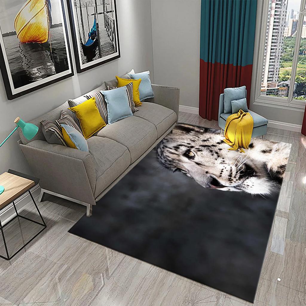 3D Leopardenteppich für Schlafzimmerteppich Rutschfester Teppich Bodenmatte Wohnzimmer Bodenbereichsmatten Küchenteppich Bettvorleger Heimdekoration