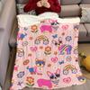 Colorful Puppy & Floral Flannel Blanket Warm Soft Halloween Christmas Couch Warm Cozy Decorative Decor Gift for All Season
