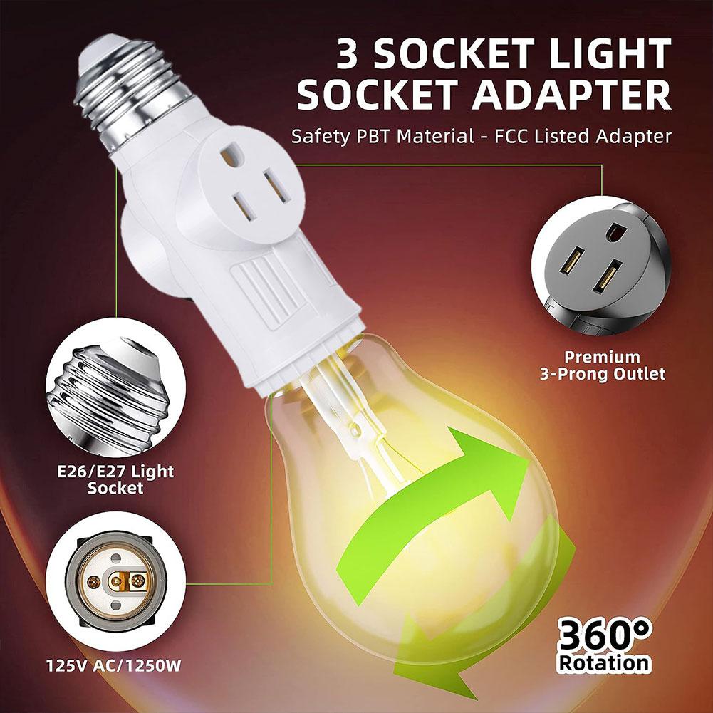 L5-15R US to E27 E26 Light Bulb Socket With Pull Chain Switch AE26/E27 Lamp Base Prong Light Socket To Plug Adapter