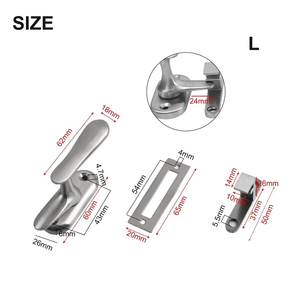 Door Lock Stainless Steel Latch Anti-Theft Lock Door Buckle Wooden Door Latch Bolt  Exposed Installation Handle Latch